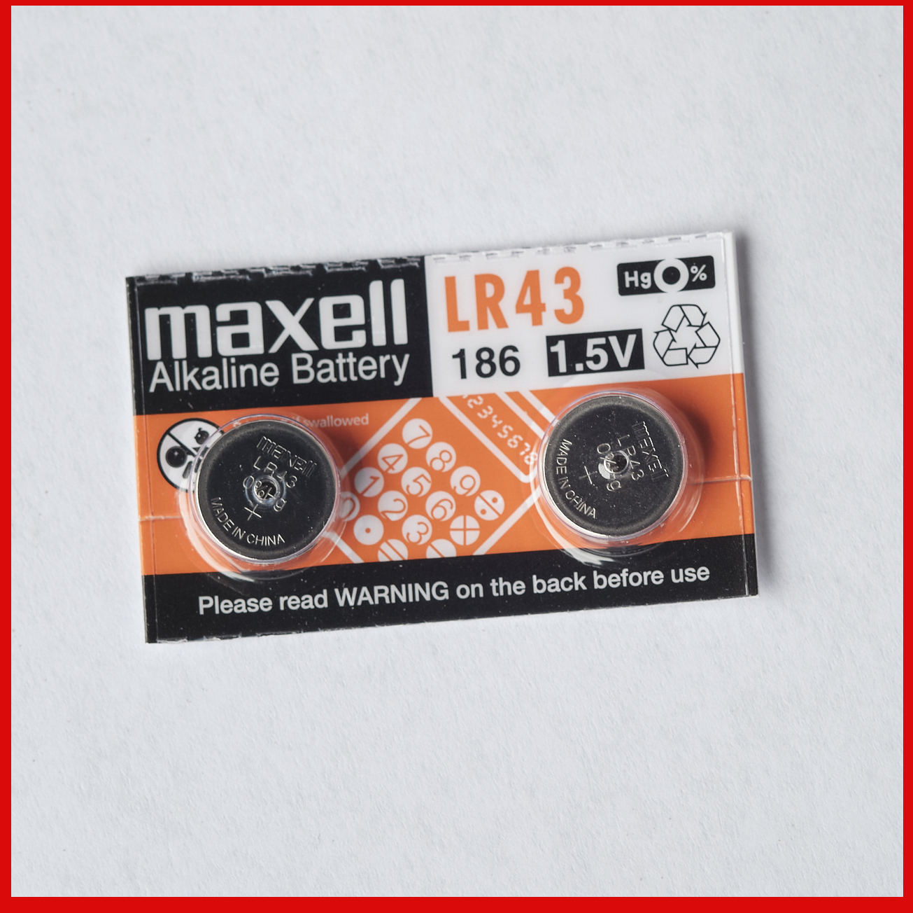 LR43 Maxell LR1154 AG12 186 1.5V New Alkaline Batteries X 2