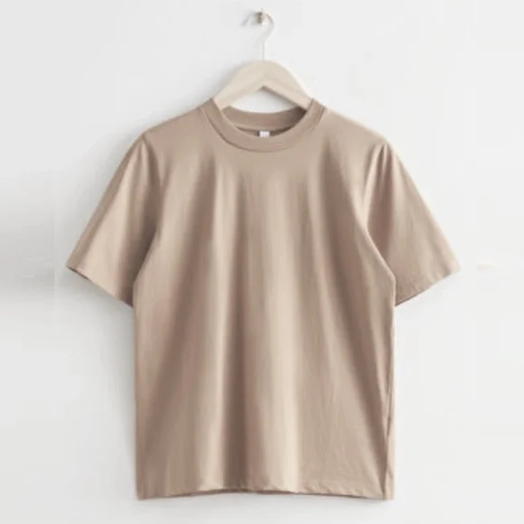  & Other Stories Wide Sleeve Crew Neck T-shirt- Beige Size 10