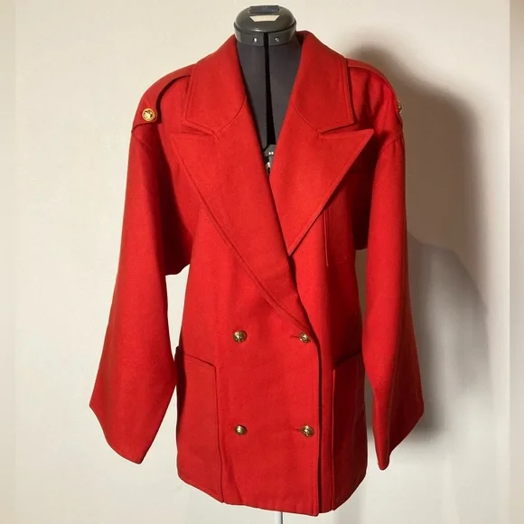 Vintage 80s Hettemarks Wool Blend Jacket Made In Finland size S Red