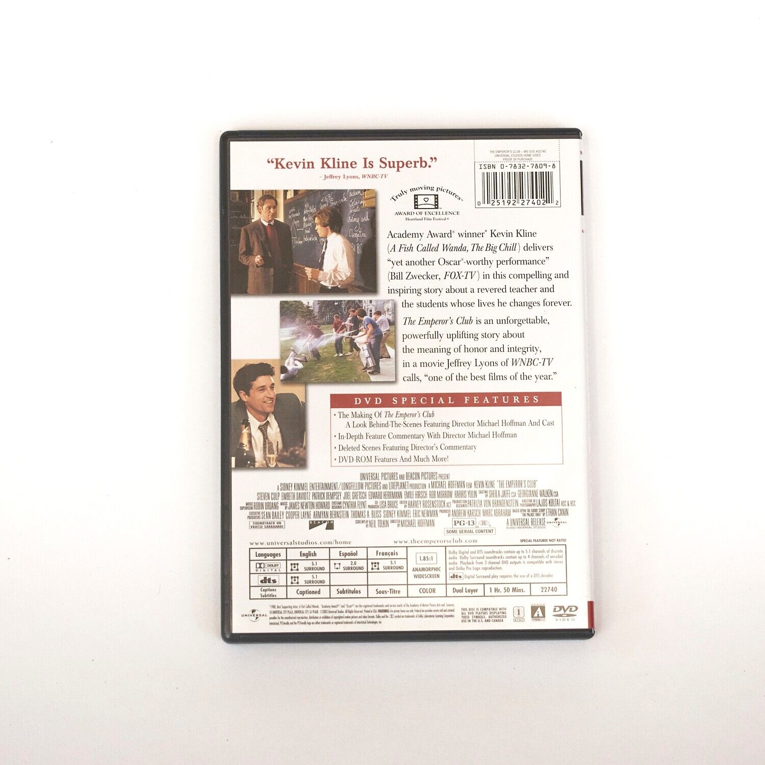 The Emperors Club Widescreen DVD 2003 Kline Patrick Dempsey MINTY