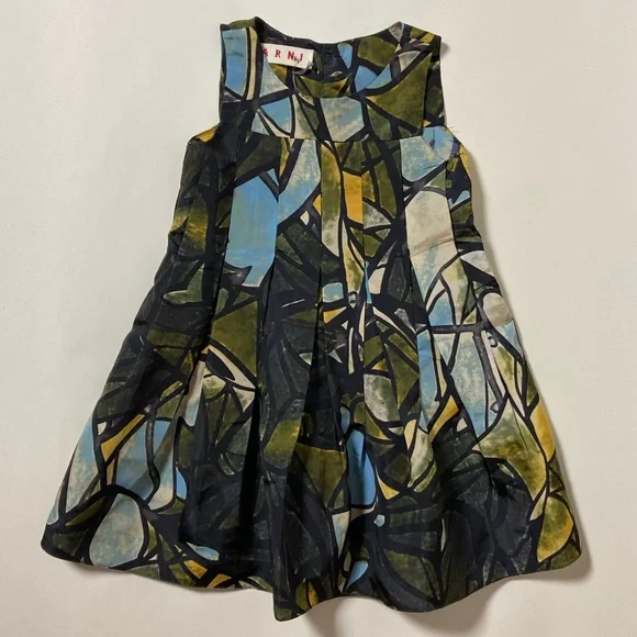 Marni  Girls Silk Printed Dress Size 4 NWT