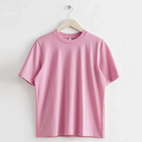 & Other Stories Wide Sleeve Crew Neck T-shirt- Pink Size 4 NWT